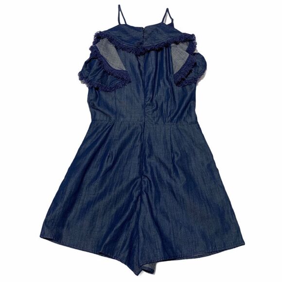 MOON River Embroidered Floral Denim Romper XS Nwt - Picture 4 of 11